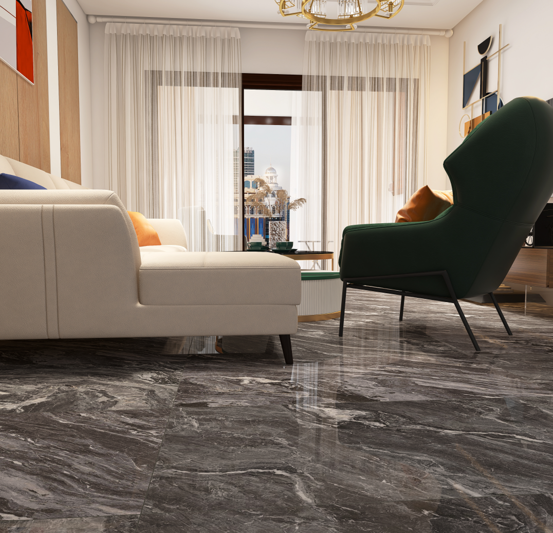 600*1200MM Marble Floor Porcelain Tiles Grey