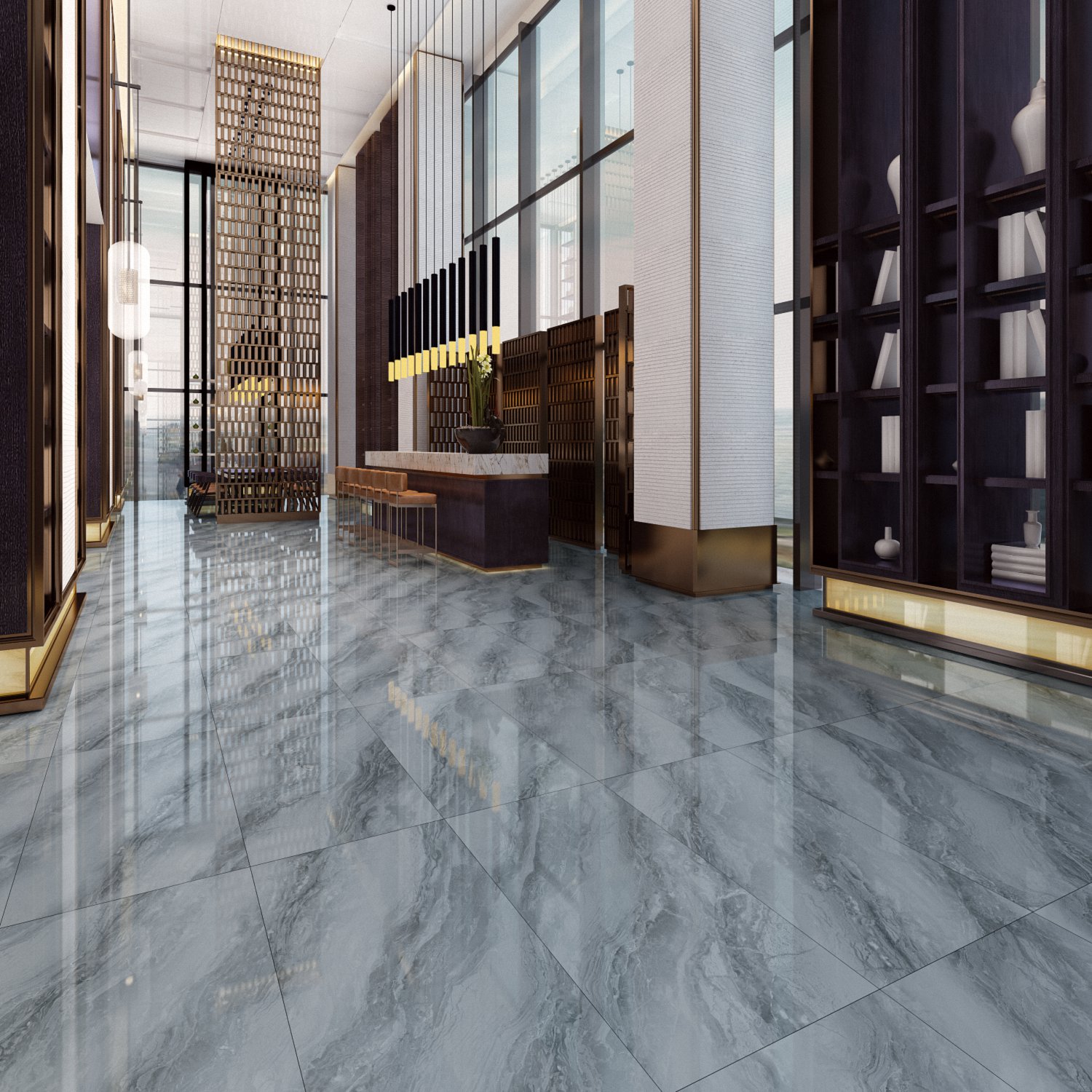 FATONG 600x1200mm Blue Marble Porcelain Tiles