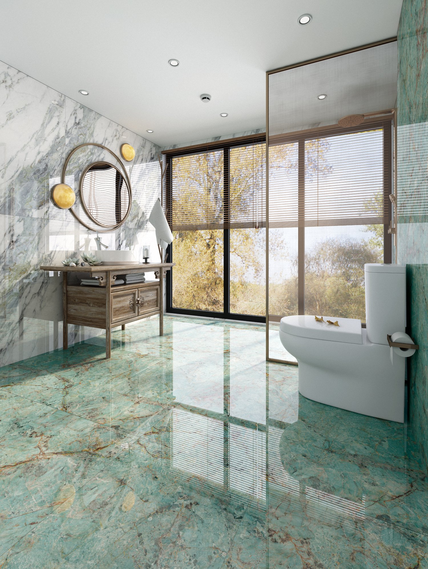 FATONG 600x1200mm Green Marble Porcelain Tiles
