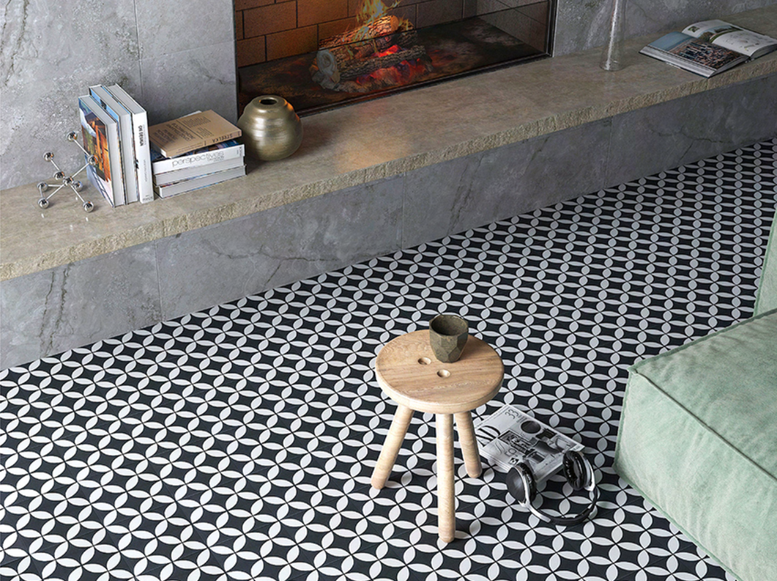 Small Pattern Tile Black And White Decoration Ceramics