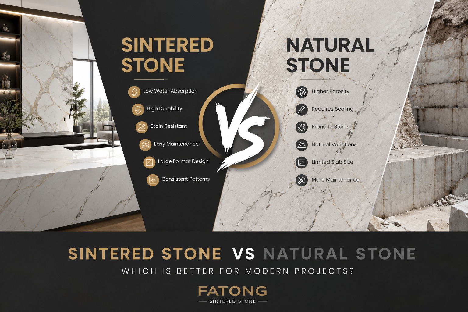 Sintered Stone vs Natural Stone: Which Is Better for Modern Projects?